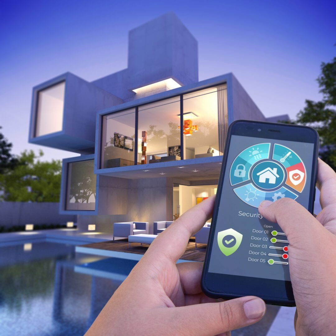 Smart home security app controls house
