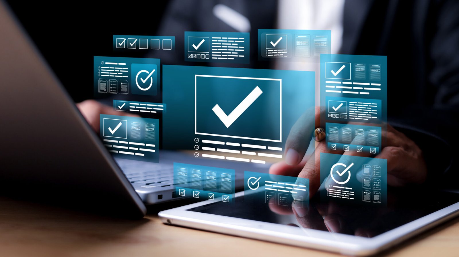Digital checkmarks on screens